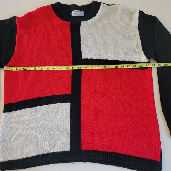 Vintage Alfred Dunner Women's Large Geometric Sweater Red White Black - Picture 3 of 5